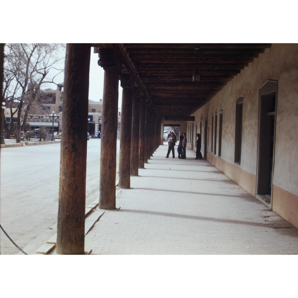 Kodak Slide 1950s Red Border Kodachrome Covered Walkway, Santa Fe, New Mexico.